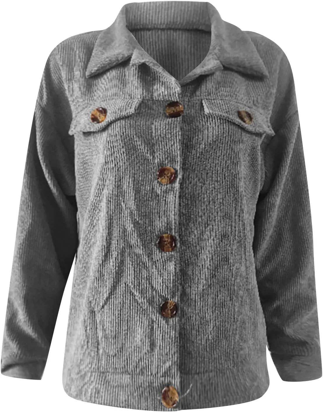 Febecool Coats For Women Casual Button Cardigan Casual Jacket Flannel Jacket Women Mid-length Pocket Coat Button Slim Jacket