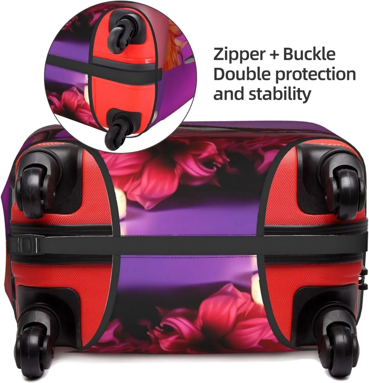 FEMOS Shoes And Makeup - Travel Suitcase Cover Elastic Luggage Covers Trolley Protector Cover Fits 18-32 Inch Luggage, Medium, 11437