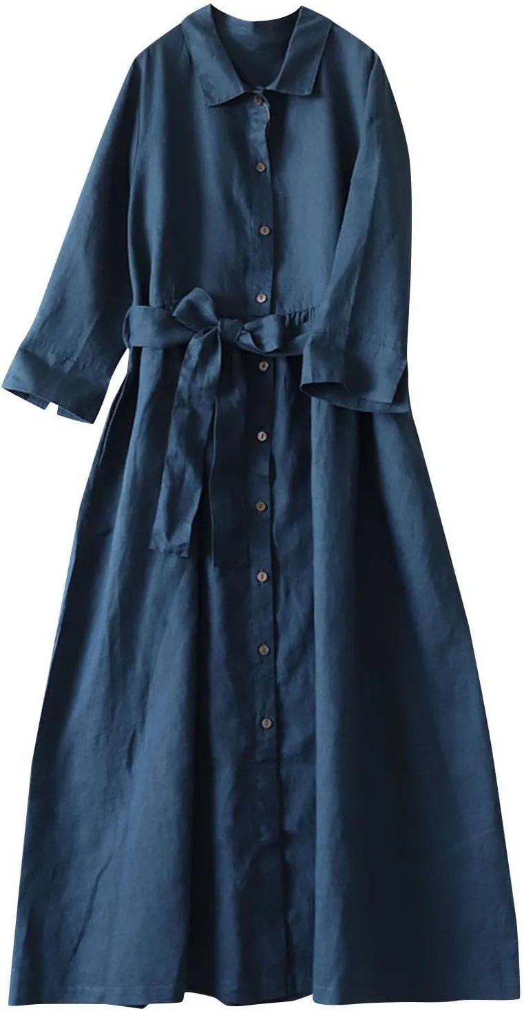 Floral Pattern Dresses for Women 2025 Maxi Button Down Plus Size A Line Dress Trendy 3/4 Sleeve Dress Summer Dresses