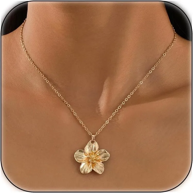 Flower Necklace for Women Flower Layered Necklaces Trendy Statement Necklace Floral