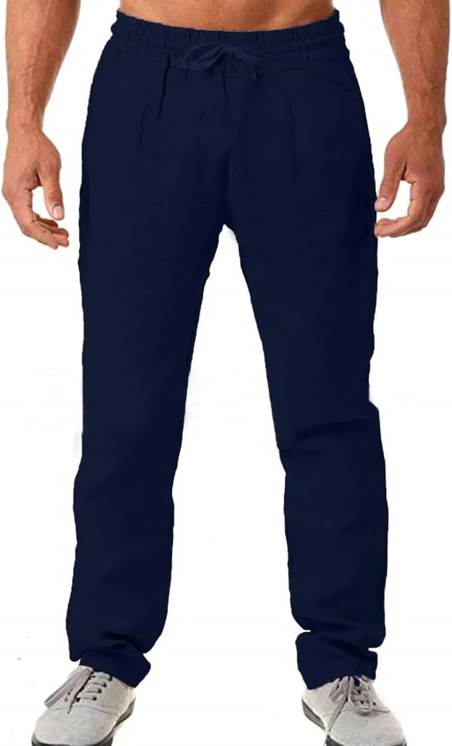 Flowy Pants for Men Mens Linen Trousers Casual Men's Slim-Fit Wrinkle- Flat-Front Chino Mens Fall Pants Lightweight
