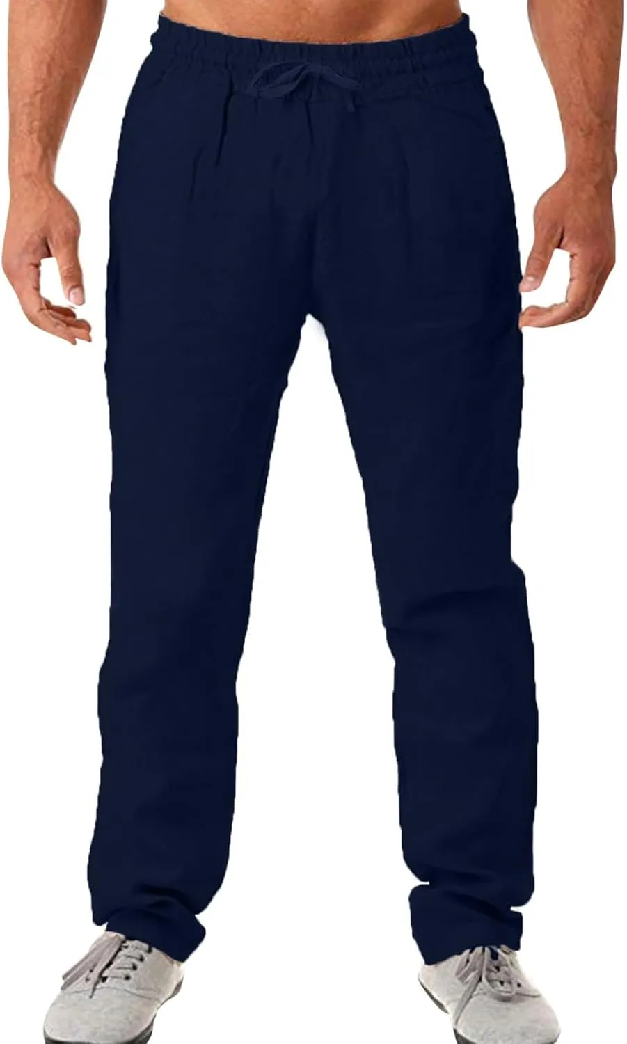 Flowy Pants for Men Mens Linen Trousers Casual Men's Slim-Fit Wrinkle- Flat-Front Chino Mens Fall Pants Lightweight