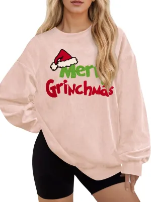 For G and PL Women Christmas Crewneck Oversized Sweatshirts Funny Xmas Pullover Tops