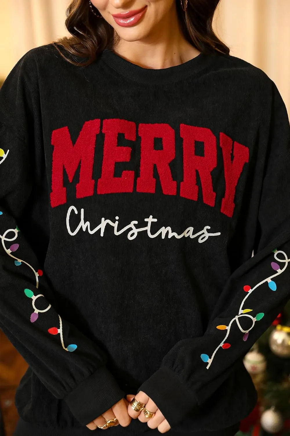 For G and PL Women Christmas Crewneck Oversized Sweatshirts Funny Xmas Pullover Tops