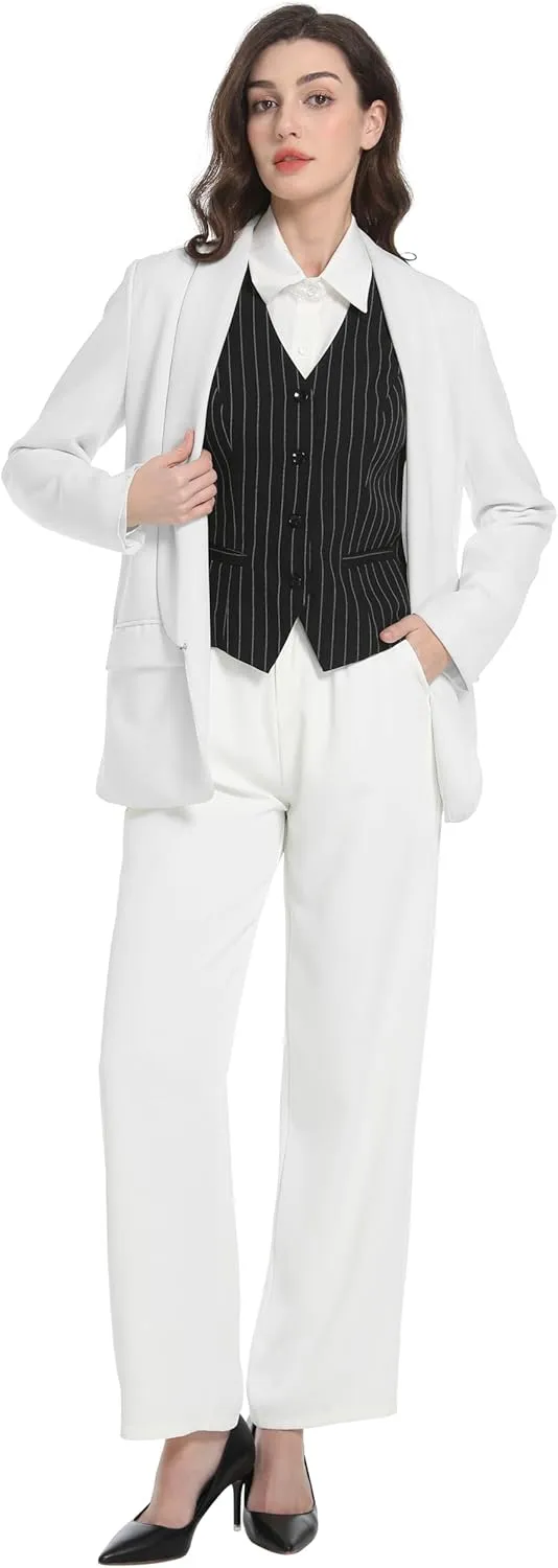 Foucome Women's Formal Regular Fitted Business Dress Suits Button Down Vest Waistcoat
