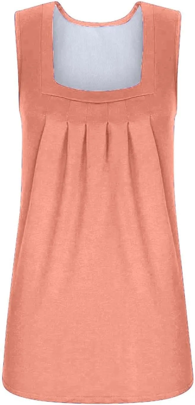 FQZWONG Tank Top for Women 2025 Summer Sleeveless Shirts Loose Casual Ladies Square Neck Blouses Sexy Off Shoulder Tshirts