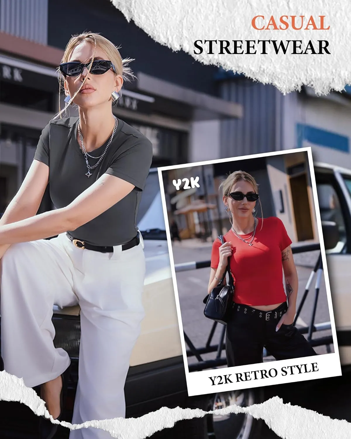 GAYHAY Womens Basic T Shirts Crew Neck Short Sleeve Slim Fitted Tees Y2K Cute Trendy Summer Crop Tops for Women Teen 2025