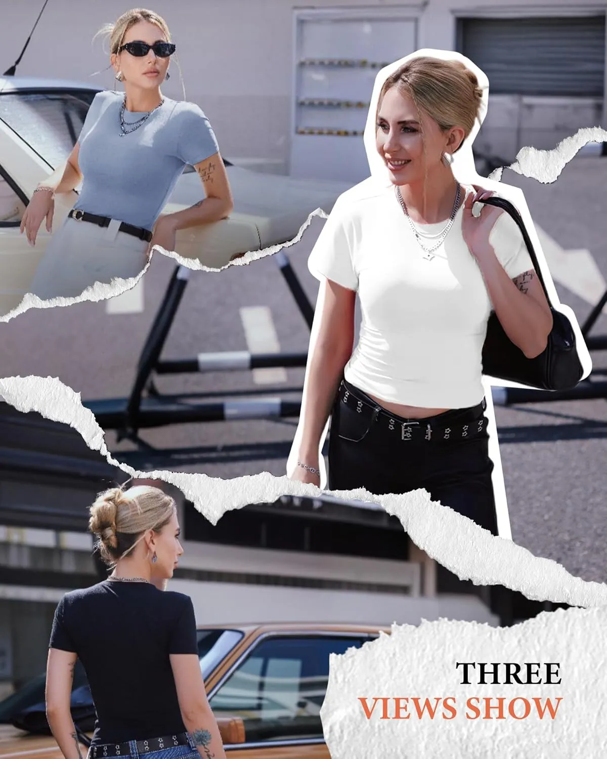 GAYHAY Womens Basic T Shirts Crew Neck Short Sleeve Slim Fitted Tees Y2K Cute Trendy Summer Crop Tops for Women Teen 2025