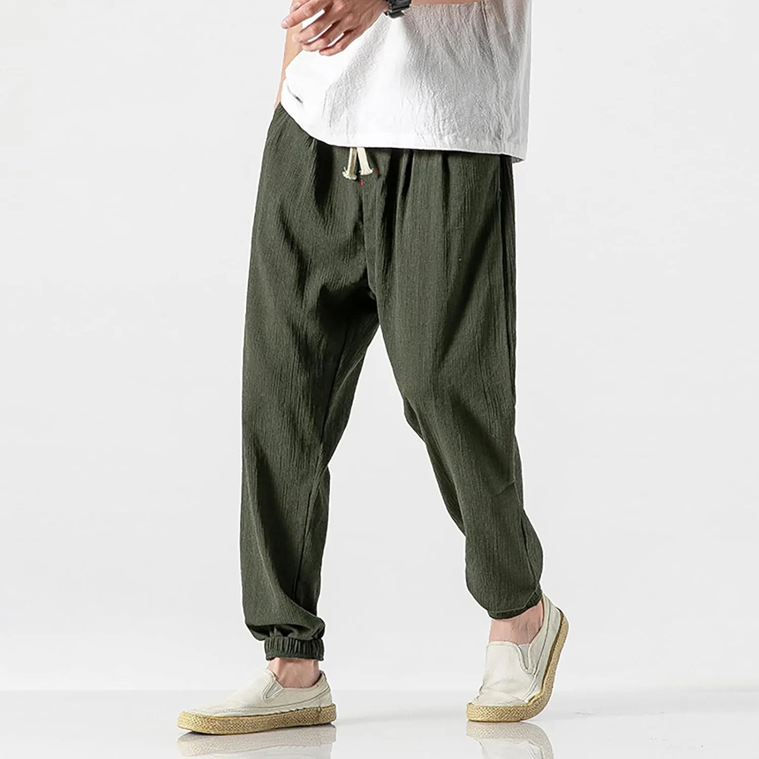 GIERIDUC Casual Loose Pant for Men Men's Flat Front Relaxed Straight Pant Mens Cargo Pants Slim Fit Dress Pants for Big Guys