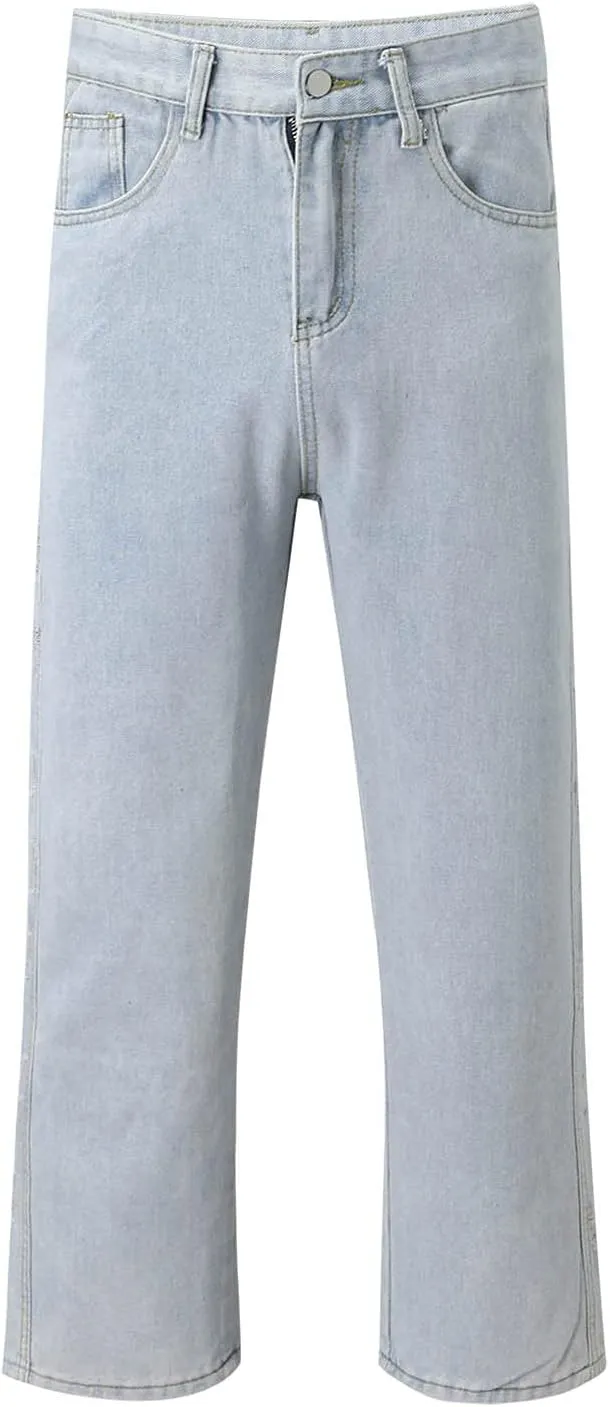 GIERIDUC Harajuku Hip Hop Denim Pants Men Winter Workout Clothes for Men Casual Jogger Pants for Men Long Legged Joggers Mens