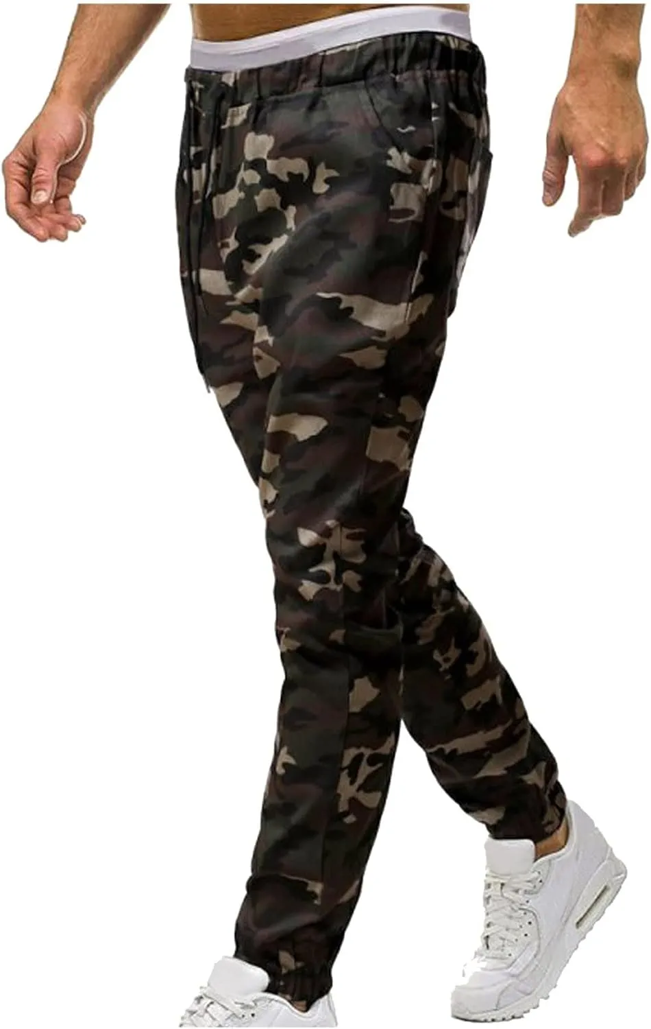 GIERIDUC Mens Cargo Pants Sweatpants Mens Lightweight Cotton Cargo Pants Waist Compression for Men High Waisted Scrub Pants