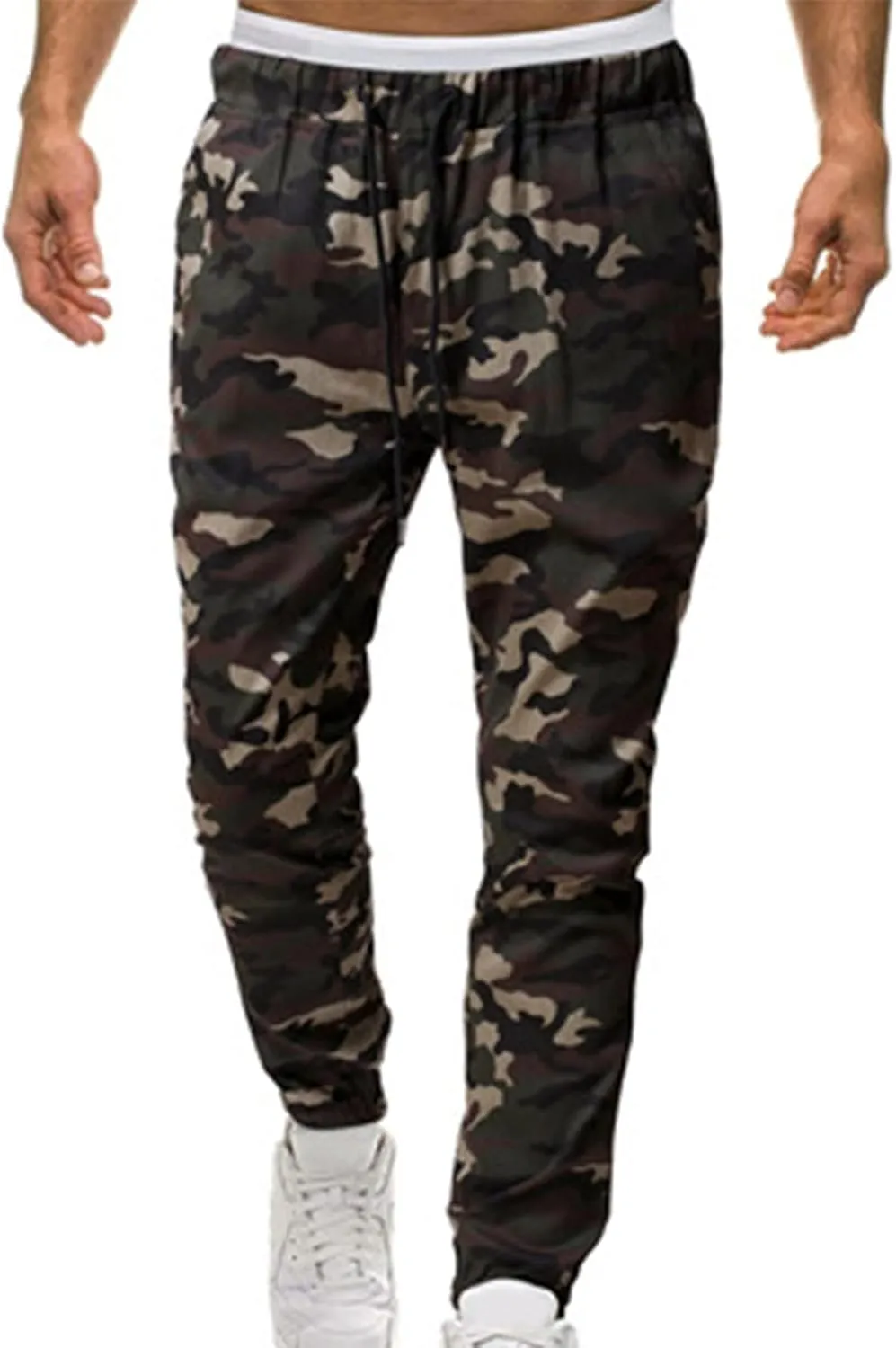 GIERIDUC Mens Cargo Pants Sweatpants Mens Lightweight Cotton Cargo Pants Waist Compression for Men High Waisted Scrub Pants