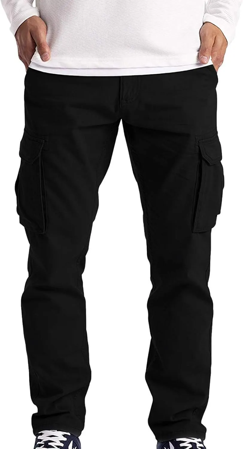 GIERIDUC Men's Cotton Yoga Sweatpants Mens Joggers Athletic Lounge Pants Open Bottom Casual Jersey Pants for Men with Pockets