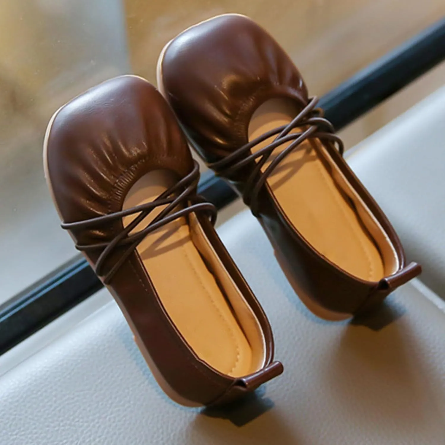 Girls Ballet Flats Dress Shoes Mary Jane Ballerina Sandals Princess Flat for Kids Birthday Wedding School Walking