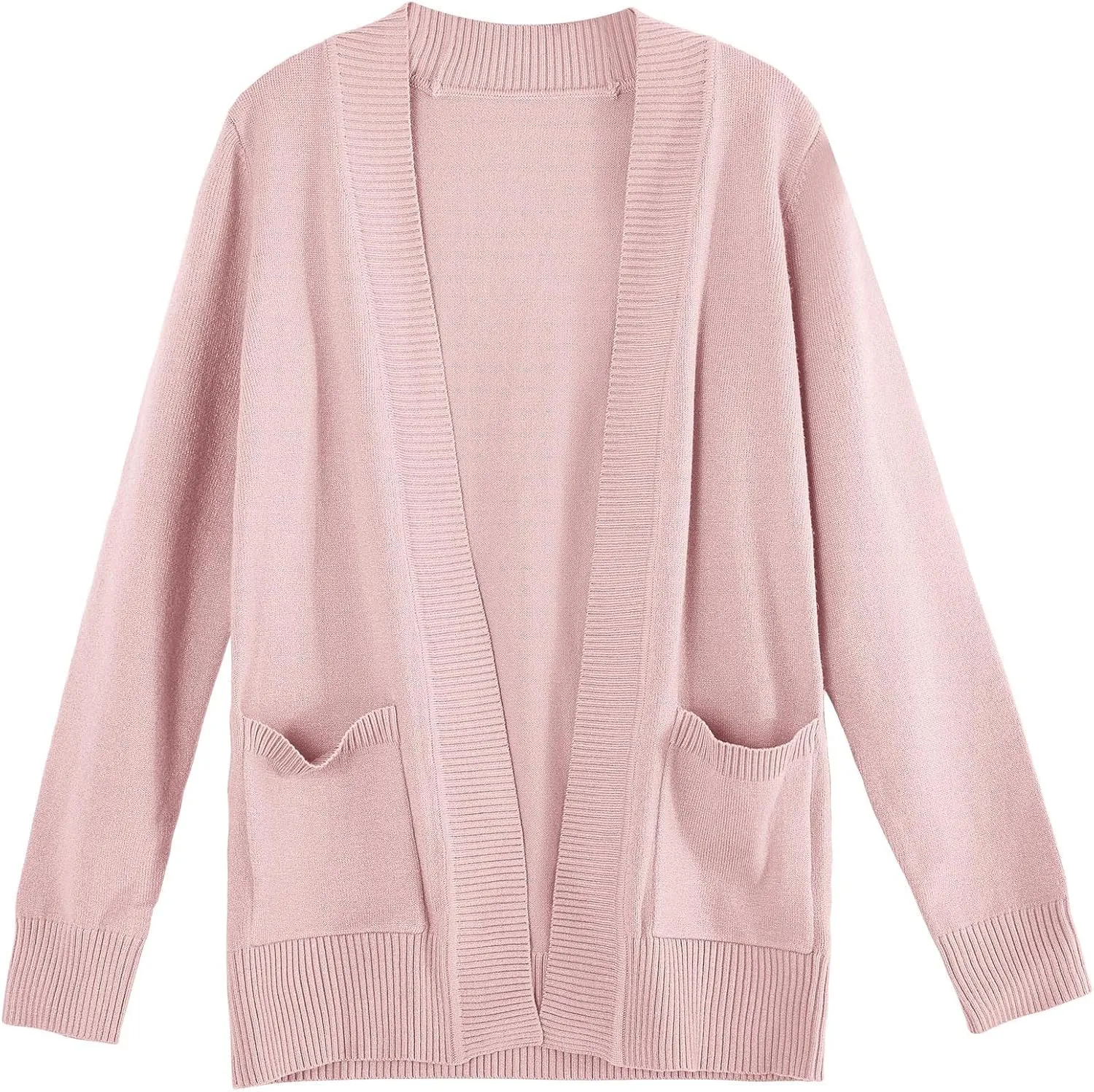 Girls Cardigan Knit Open Front Long Sleeve Sweaters Fall Casual Outwear with Pockets for 5-14 T Kids