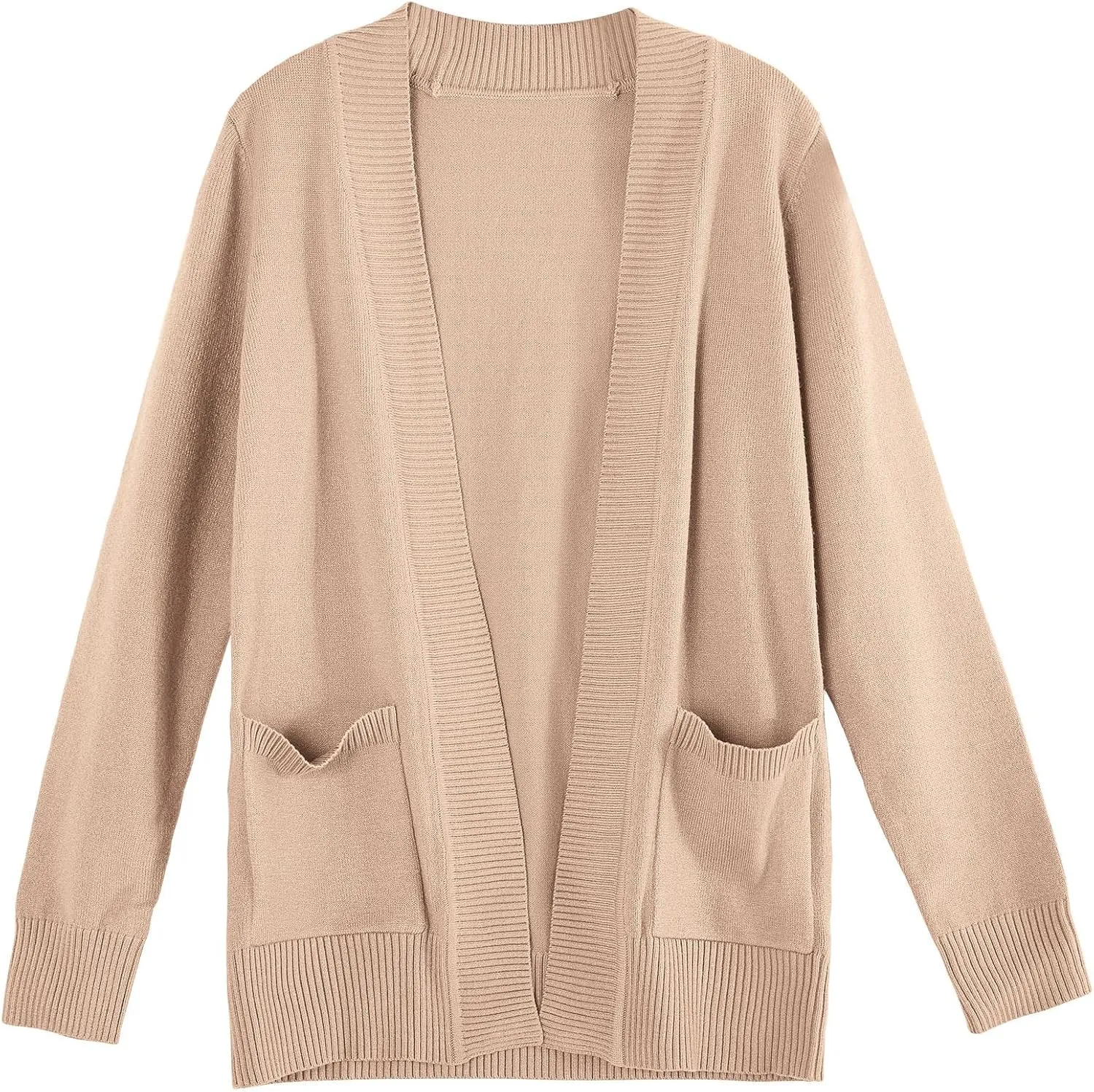 Girls Cardigan Knit Open Front Long Sleeve Sweaters Fall Casual Outwear with Pockets for 5-14 T Kids
