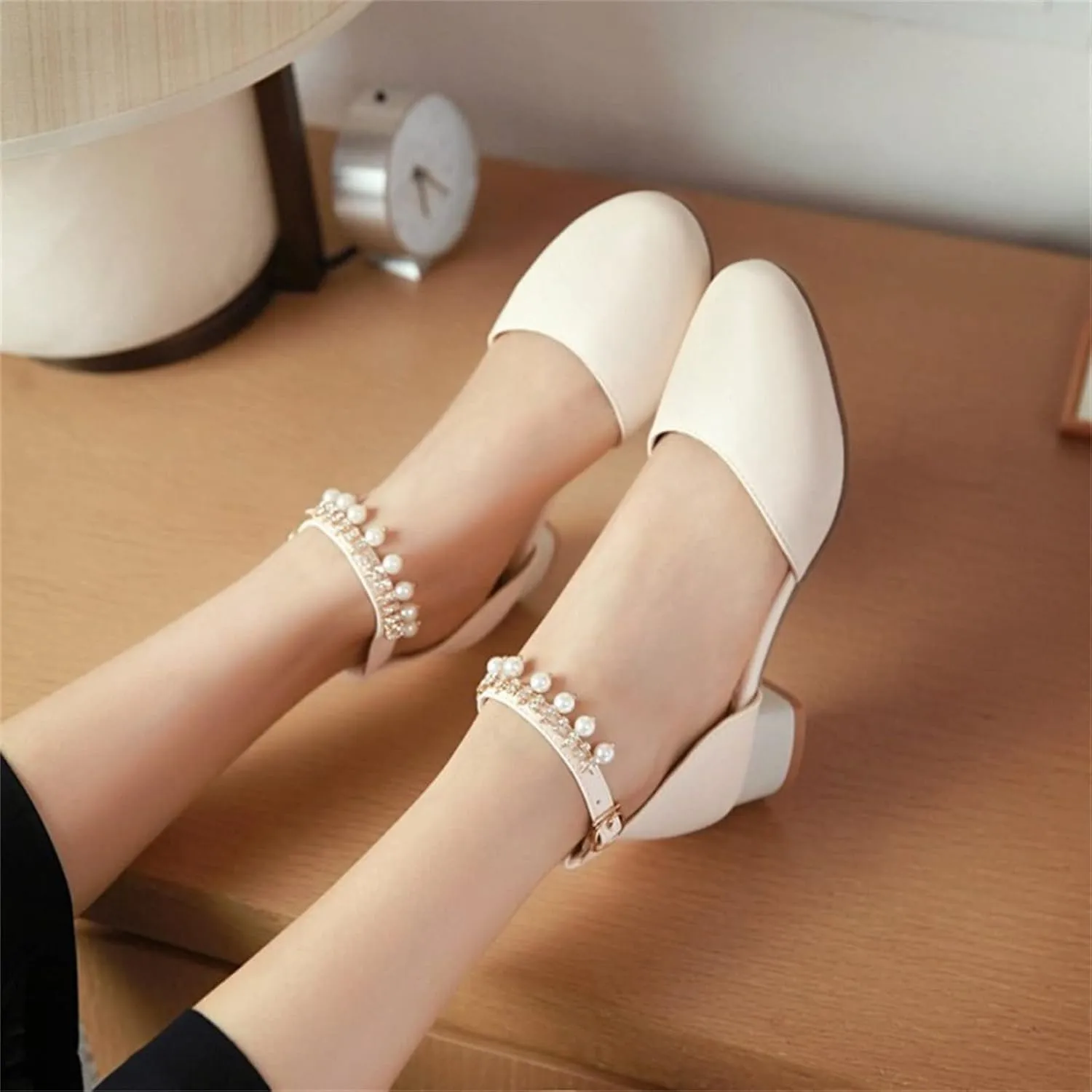 Girl's Low Heel Dress Pumps Mary Jane Dress Shoes Pearls Flower Girl Wedding Party Shoes Toddler Dress Shoes Girl
