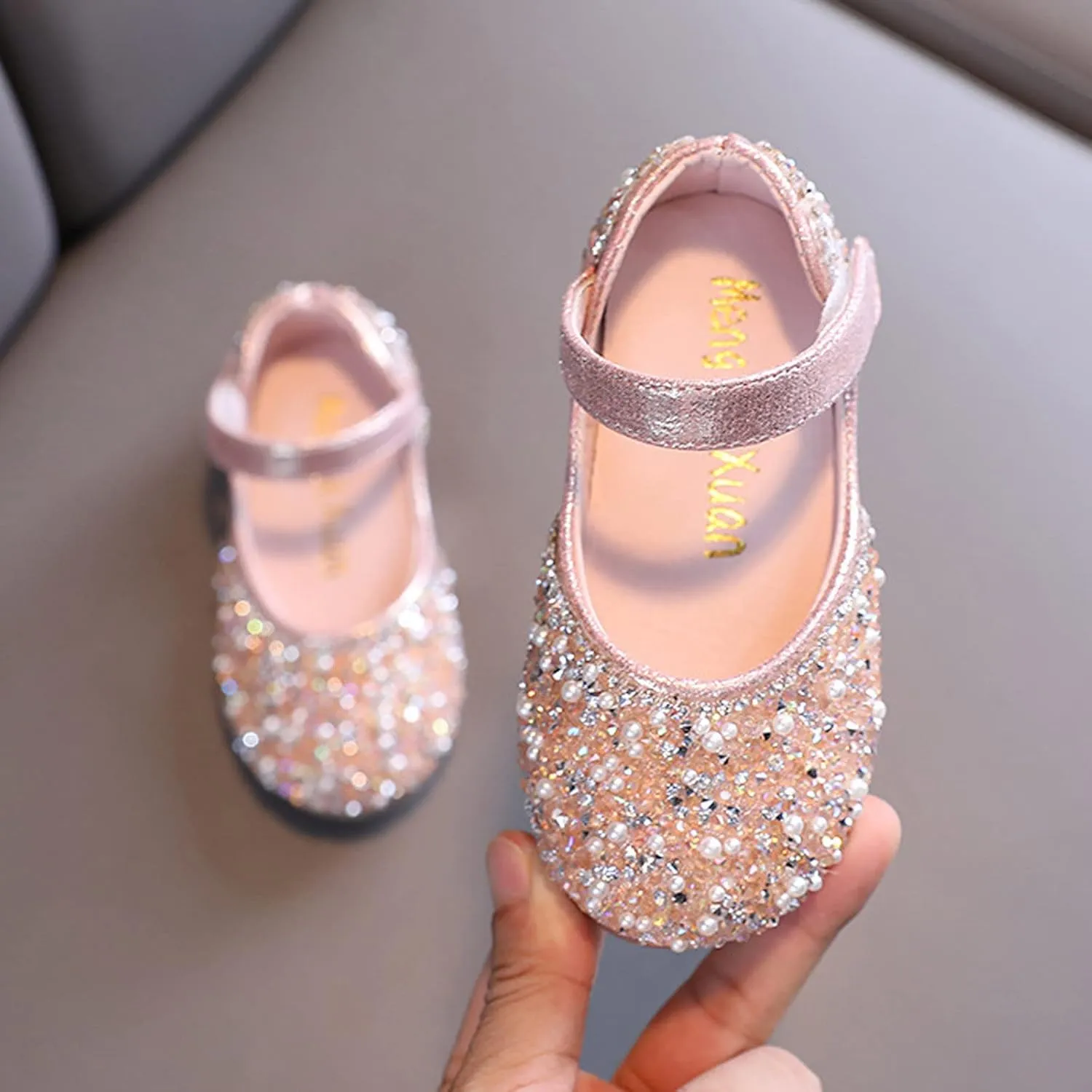 Girls Mary Jane Dress Shoes Rhinestons Flower Girl Wedding Part Shoes Ballet Flat Toddler Ballerina Sandals