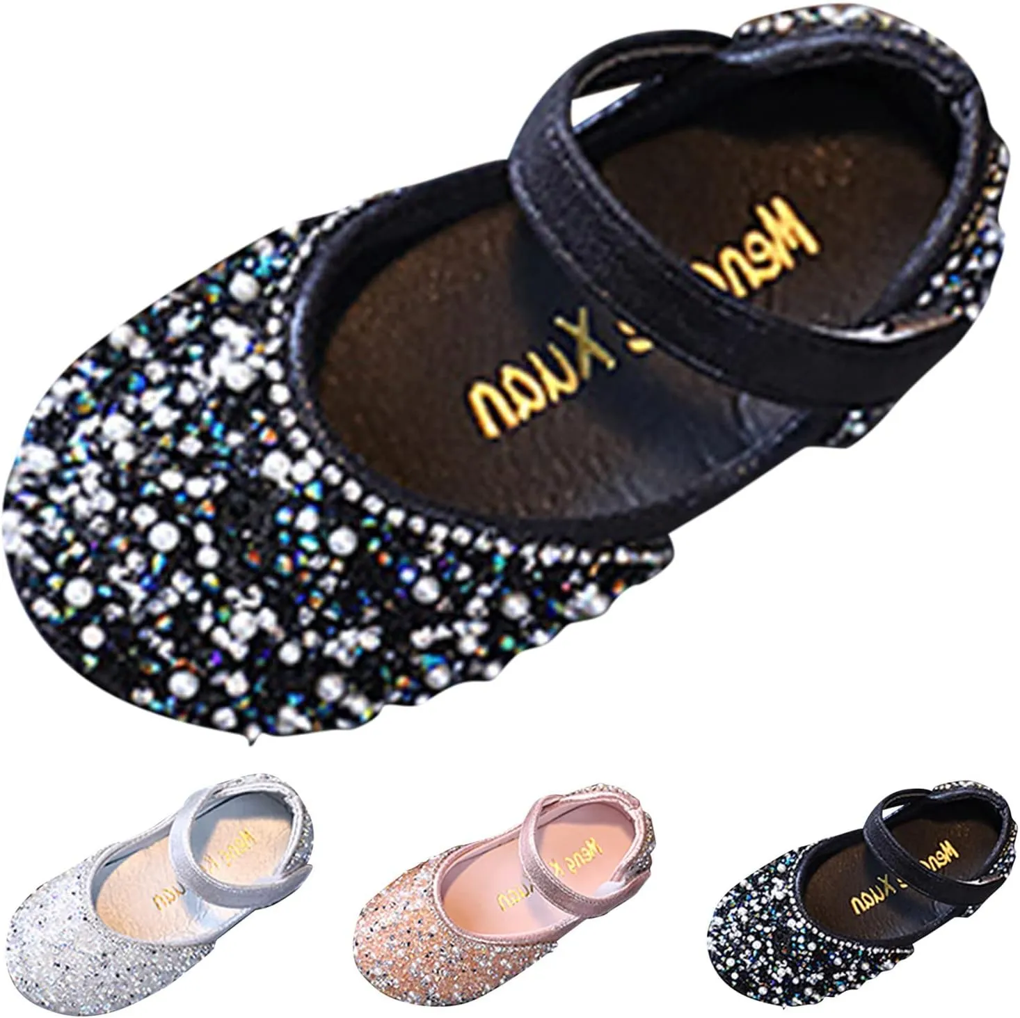 Girls Mary Jane Dress Shoes Rhinestons Flower Girl Wedding Part Shoes Ballet Flat Toddler Ballerina Sandals