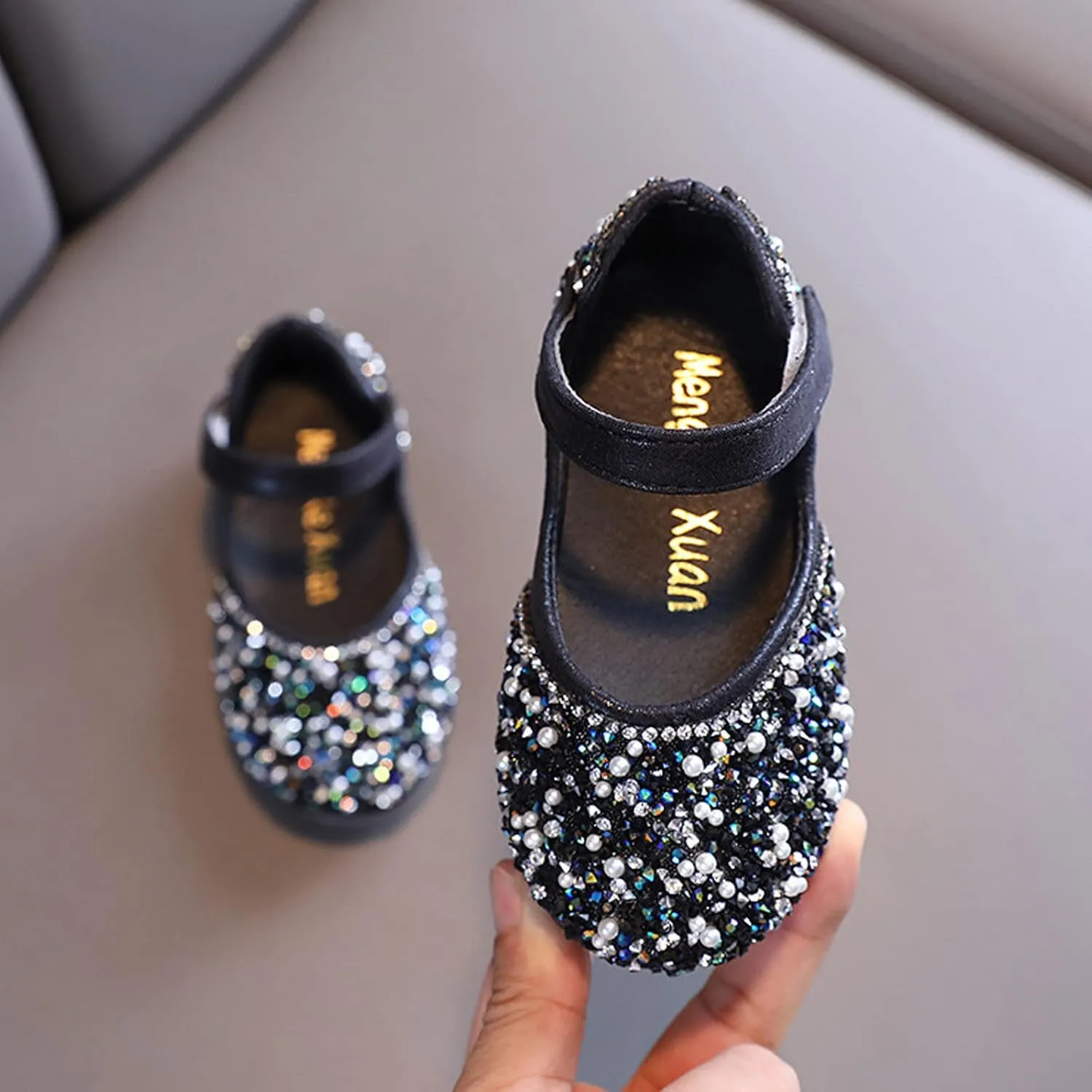 Girls Mary Jane Dress Shoes Rhinestons Flower Girl Wedding Part Shoes Ballet Flat Toddler Ballerina Sandals