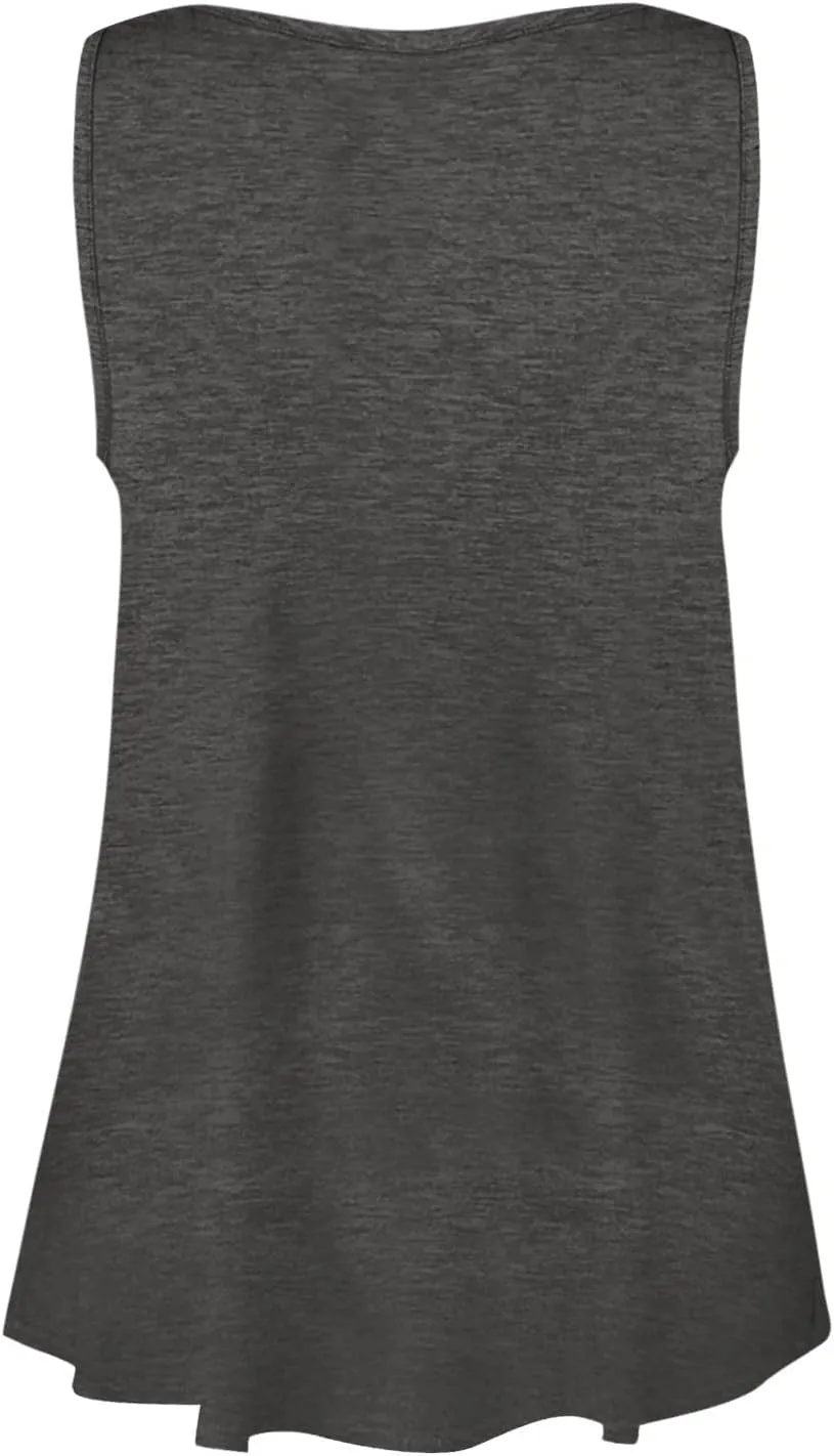 GOFULY Tank Top for Women Loose Fit Solid Plain Summer Oversized T Shirts Plus Size Tank Henley Button Down Sleeveless Top