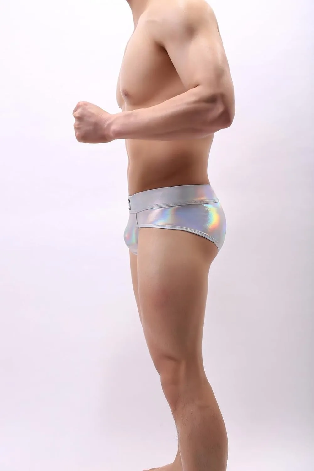 Gogobear Men's Shiny Metallic Boxer Briefs Bulge Pouch Bikinis Underpants Stage Clubwear Underwear