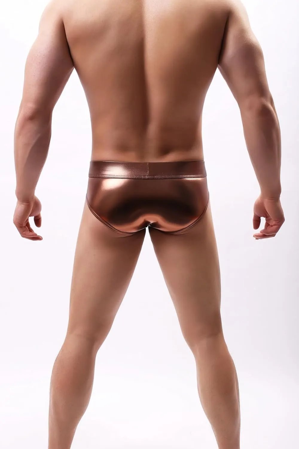 Gogobear Men's Shiny Metallic Boxer Briefs Bulge Pouch Bikinis Underpants Stage Clubwear Underwear