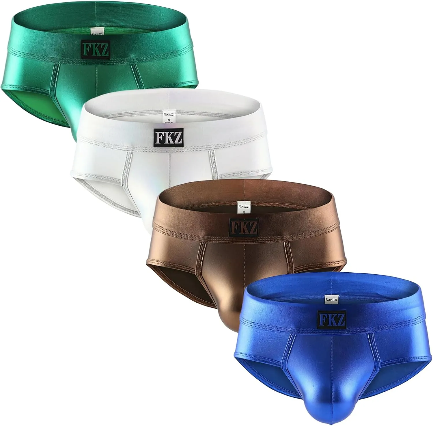 Gogobear Men's Shiny Metallic Boxer Briefs Bulge Pouch Bikinis Underpants Stage Clubwear Underwear