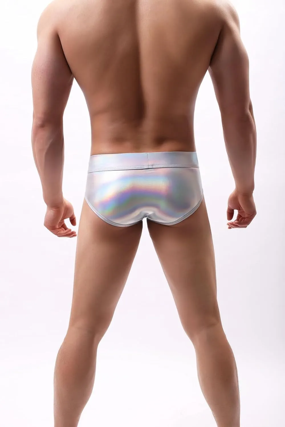 Gogobear Men's Shiny Metallic Boxer Briefs Bulge Pouch Bikinis Underpants Stage Clubwear Underwear