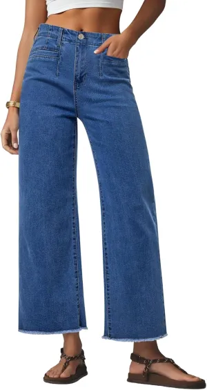 GRAPENT Wide Leg Jeans for Women High Waisted Trendy Jeans Denim Pants Stretchy Baggy with Pockets