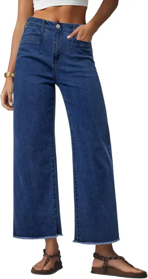 GRAPENT Wide Leg Jeans for Women High Waisted Trendy Jeans Denim Pants Stretchy Baggy with Pockets