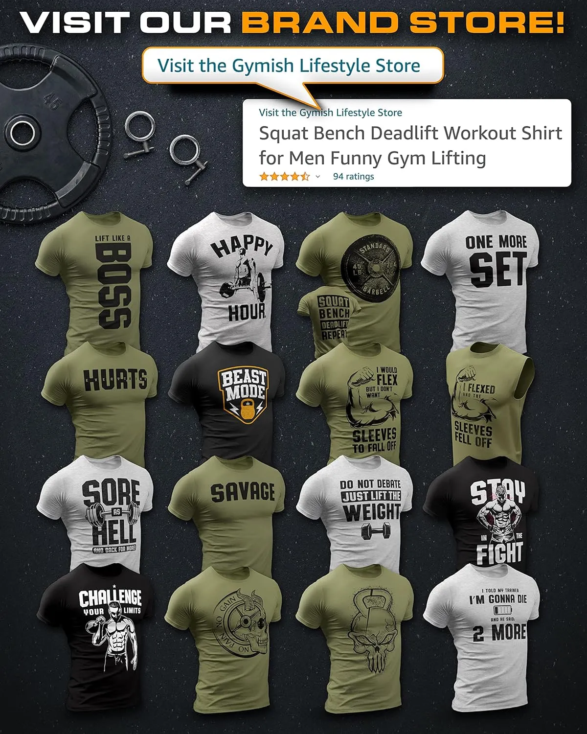Gymish Lifestyle Gym Workout Shirts for Men Motivational Weight Lifting T-Shirt