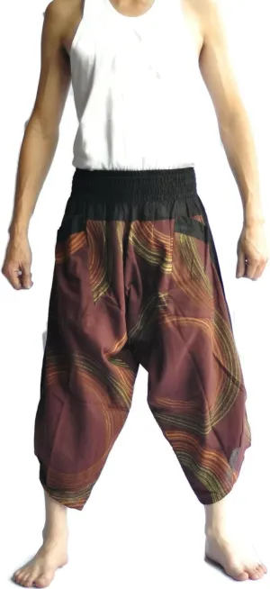 Harem Pants, Yoga Pants, Mens Harem Pants, Fisherman Pants, Palazzo Pants, Parachute Pants, Skinny Pants, Mens Beach Pants, Men's Japanese Style Pants One Size Brown Painting Design