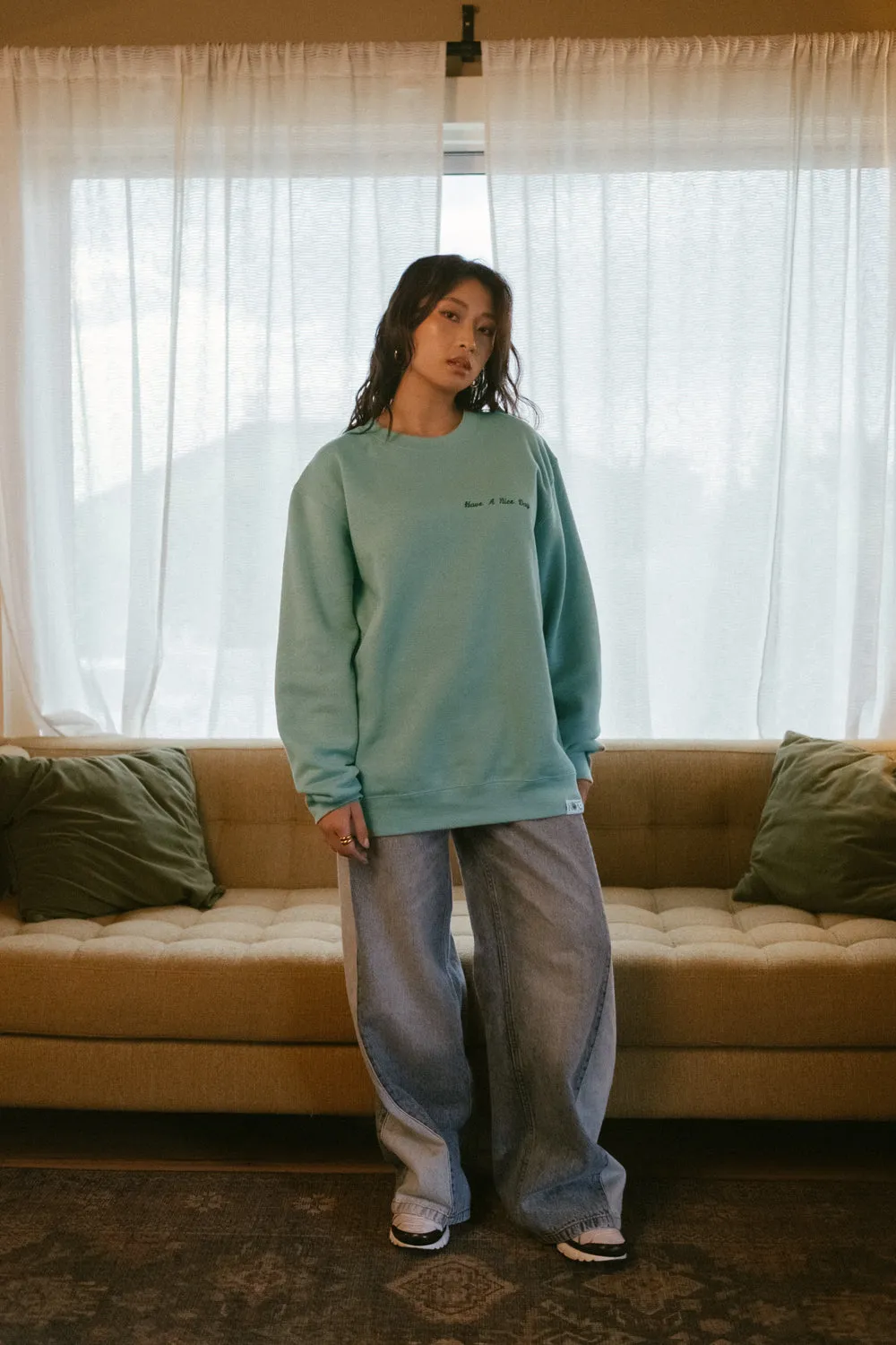 HAVE A NICE DAY CREWNECK (SEAFOAM)