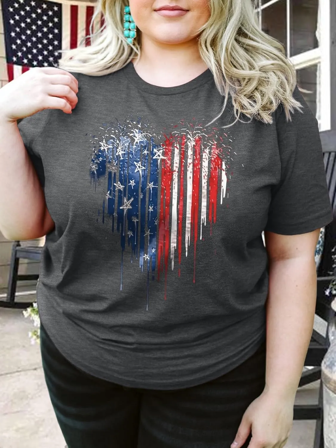 HDLTE Plus Size American Flag Tank Tops Women 4th of July Sleeveless Shirt Patriotic Stars Stripes Racerback Vest