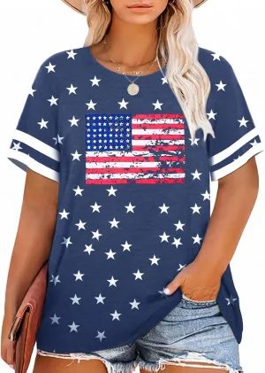 HDLTE Plus Size American Flag Tank Tops Women 4th of July Sleeveless Shirt Patriotic Stars Stripes Racerback Vest