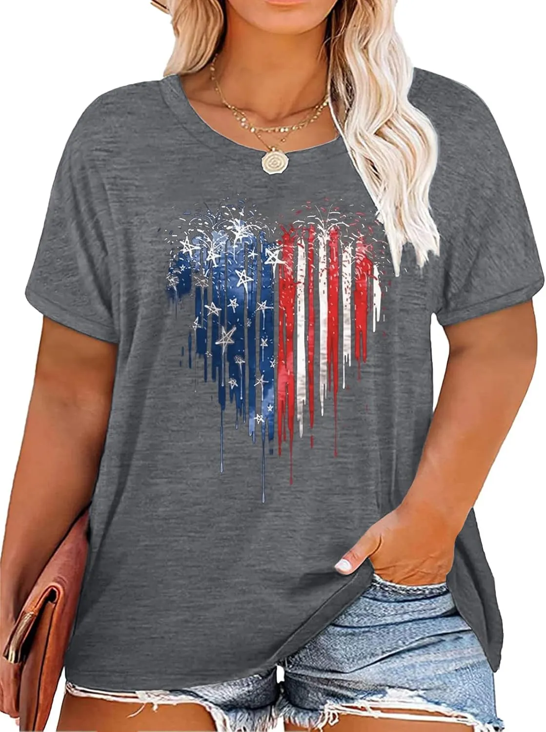HDLTE Plus Size American Flag Tank Tops Women 4th of July Sleeveless Shirt Patriotic Stars Stripes Racerback Vest