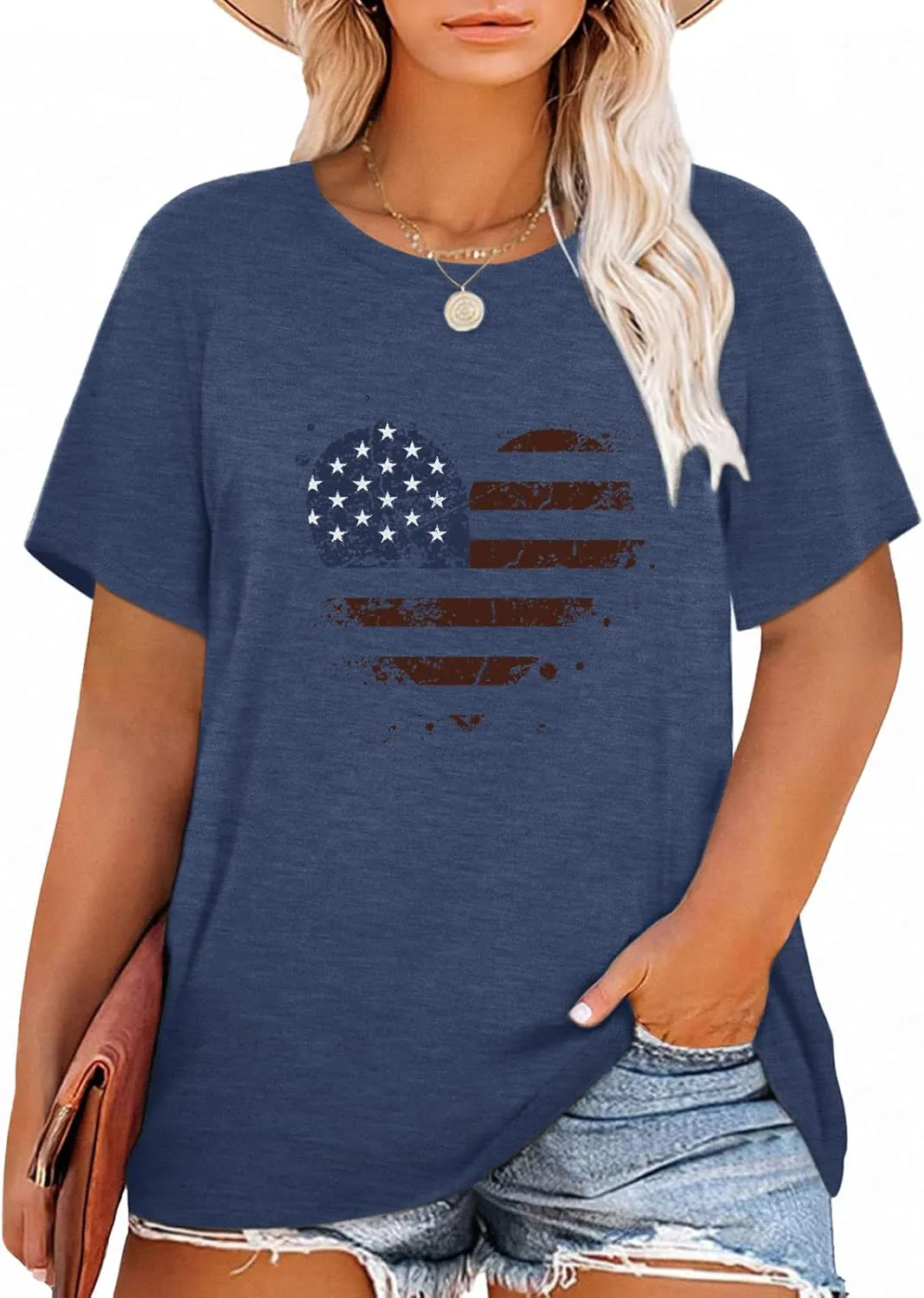 HDLTE Plus Size American Flag Tank Tops Women 4th of July Sleeveless Shirt Patriotic Stars Stripes Racerback Vest