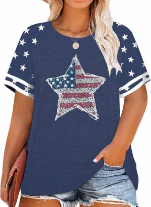HDLTE Plus Size American Flag Tank Tops Women 4th of July Sleeveless Shirt Patriotic Stars Stripes Racerback Vest