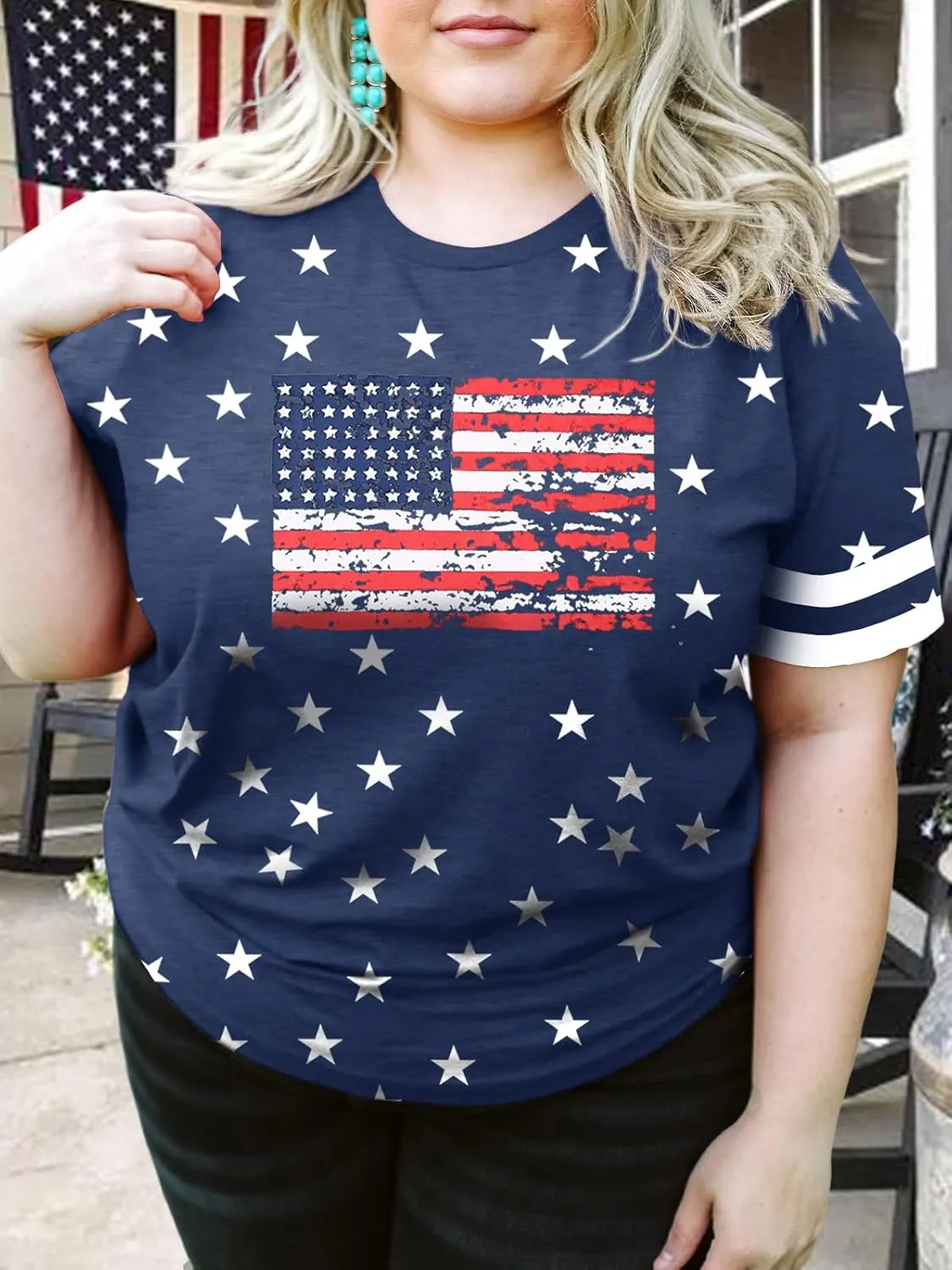 HDLTE Plus Size American Flag Tank Tops Women 4th of July Sleeveless Shirt Patriotic Stars Stripes Racerback Vest