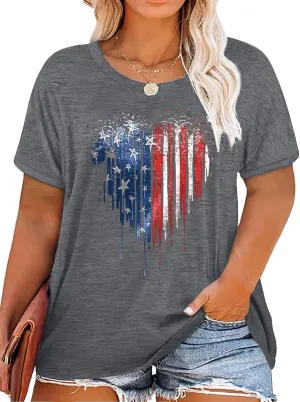 HDLTE Plus Size American Flag Tank Tops Women 4th of July Sleeveless Shirt Patriotic Stars Stripes Racerback Vest