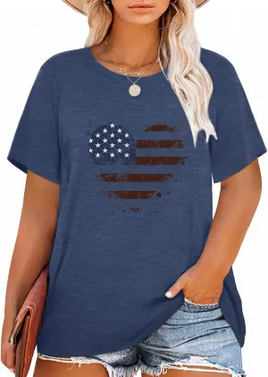 HDLTE Plus Size American Flag Tank Tops Women 4th of July Sleeveless Shirt Patriotic Stars Stripes Racerback Vest