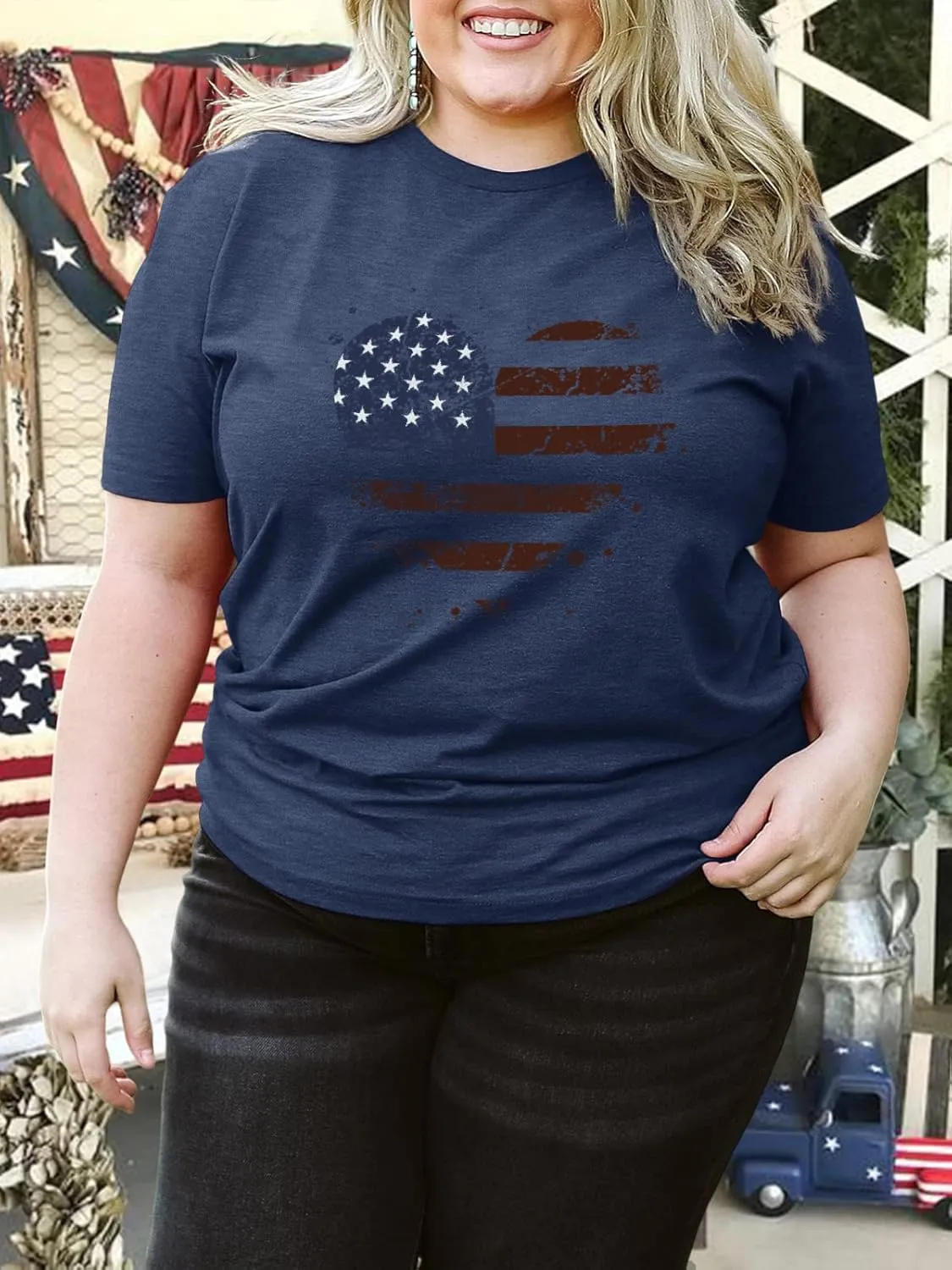 HDLTE Plus Size American Flag Tank Tops Women 4th of July Sleeveless Shirt Patriotic Stars Stripes Racerback Vest