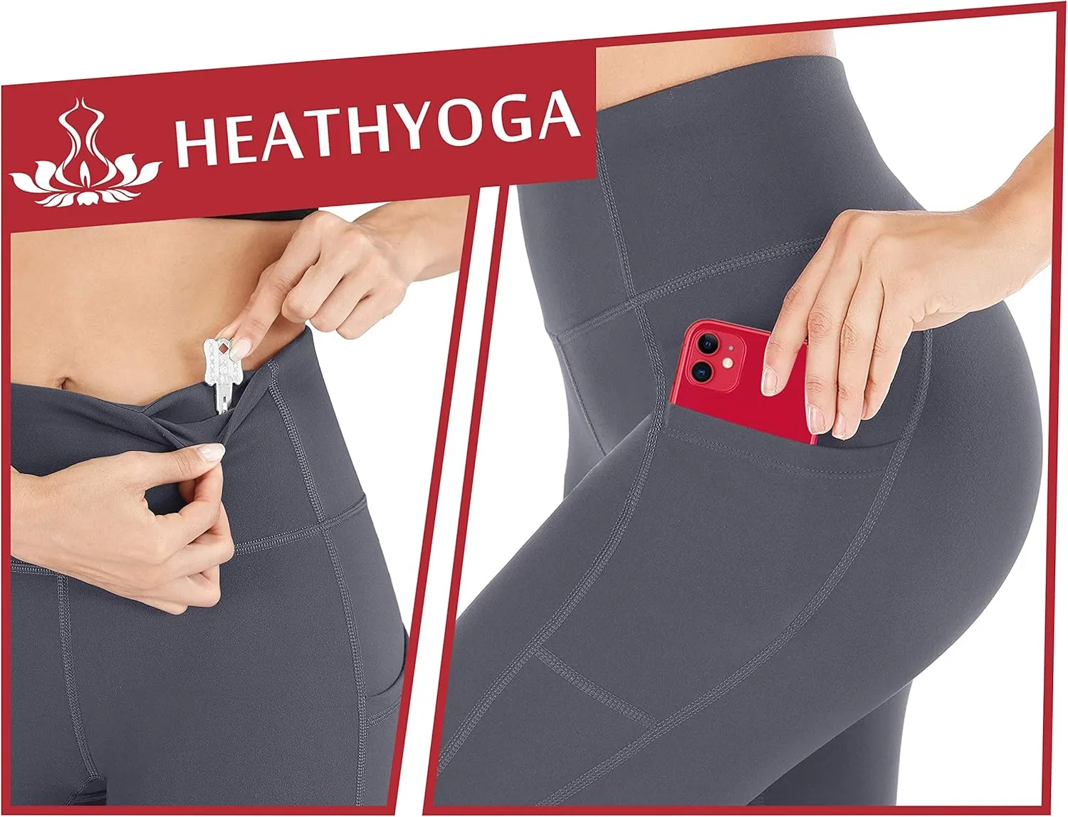 Heathyoga Women's Yoga Pants Leggings with Pockets for Women High Waist Yoga Pants with Pockets Workout Leggings Tights