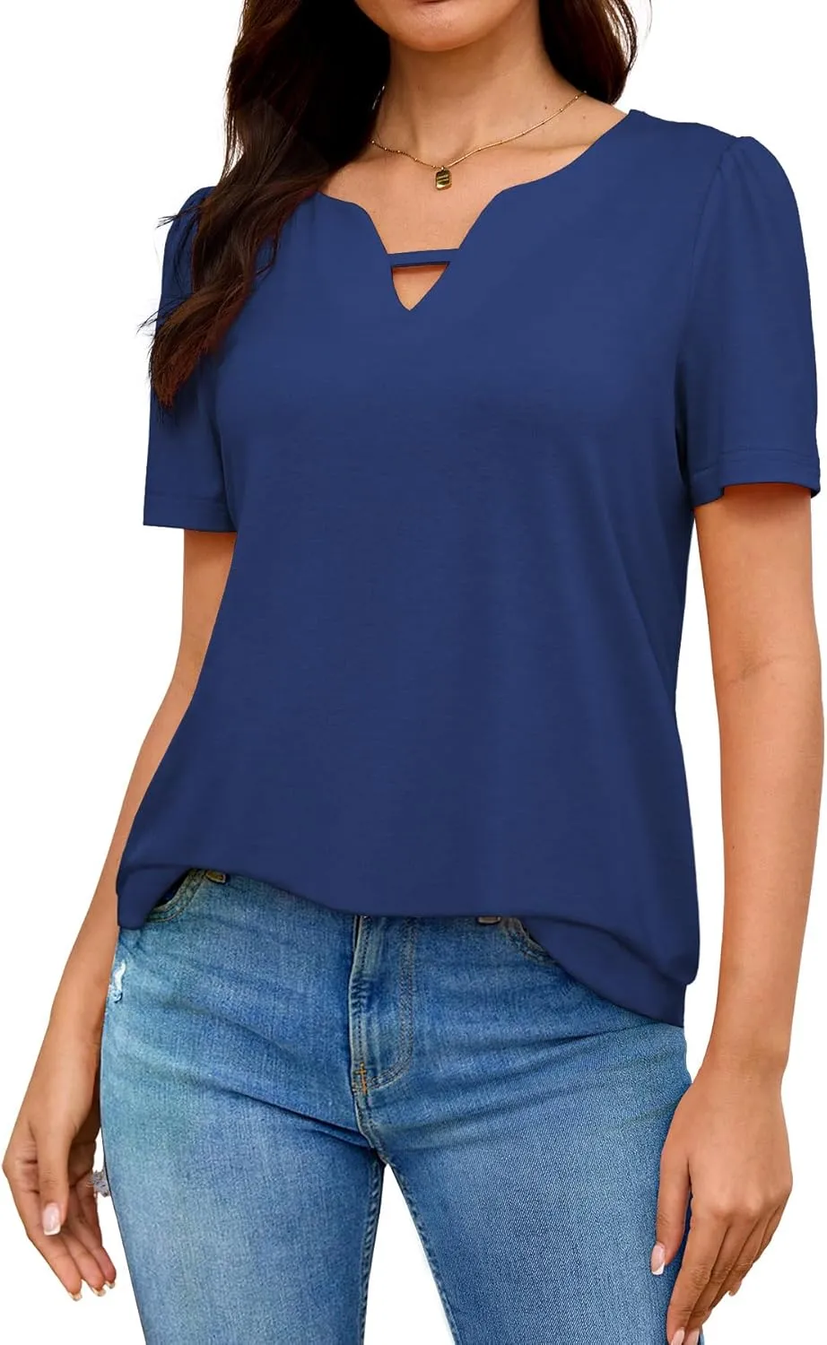 Heymiss Womens T Shirts Short Sleeve Dressy Casual V Neck Summer Tops Blouses