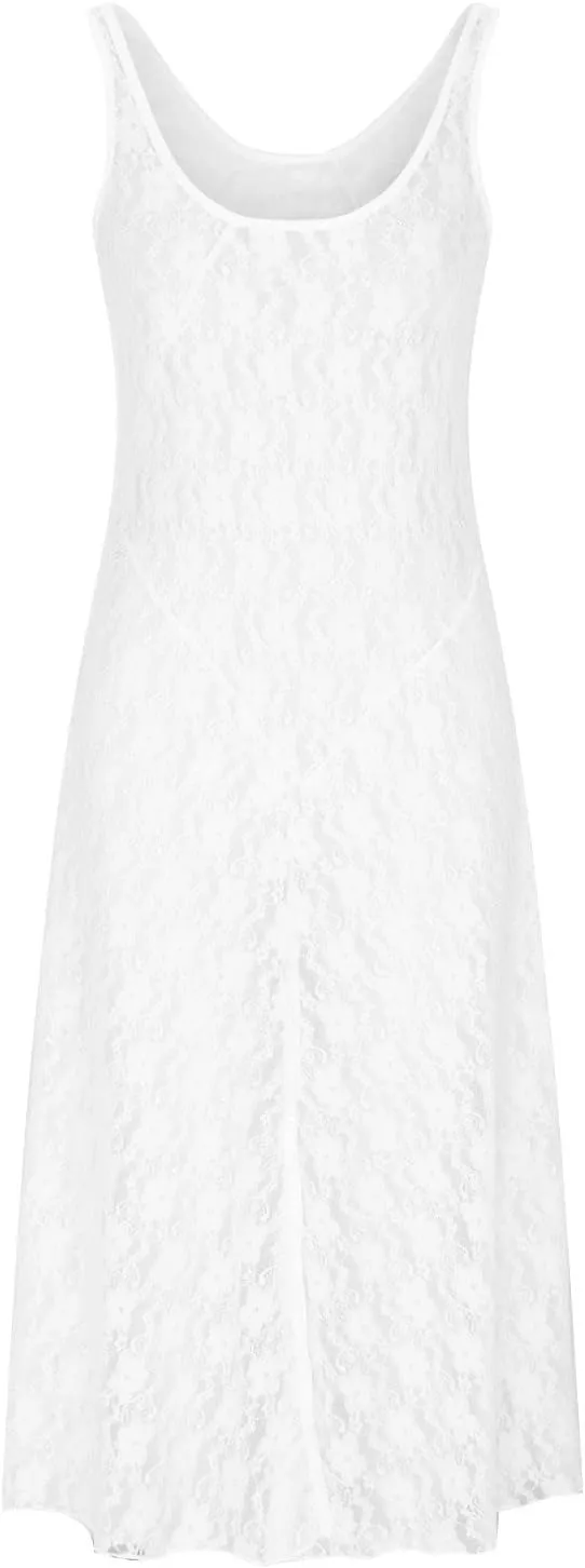 HGps8w Women Swimsuit Lace Swim Cover Up Summer Bathing Suit Swimwear Knit Pullover Sleeveless Maxi Long Beach Sundress