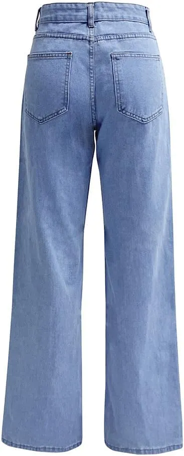 High Waist Jeans for Women Wide Leg Straight Boyfriend Denim Pants Baggy Casual Trendy Jeans Trousers