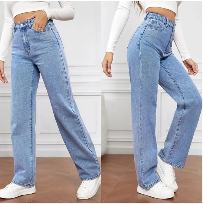 High Waist Jeans for Women Wide Leg Straight Boyfriend Denim Pants Baggy Casual Trendy Jeans Trousers
