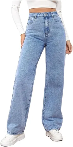 High Waist Jeans for Women Wide Leg Straight Boyfriend Denim Pants Baggy Casual Trendy Jeans Trousers