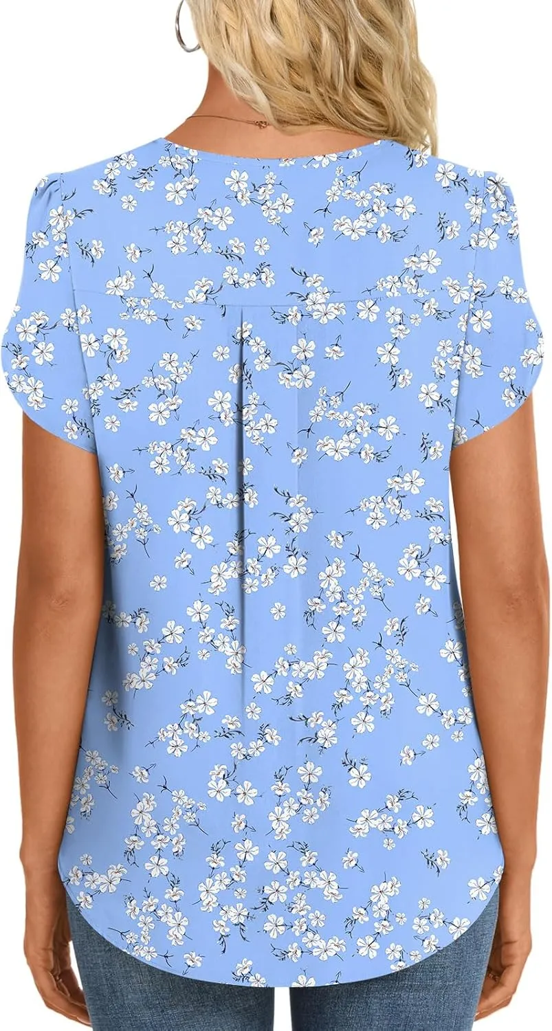 HOTGIFT Women Tops 2025 Summer Short Sleeve Chiffon T Shirts Blouse M-3XL